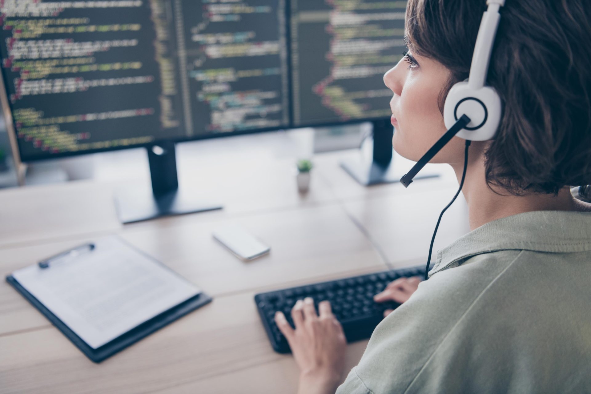 Woman working in the call center