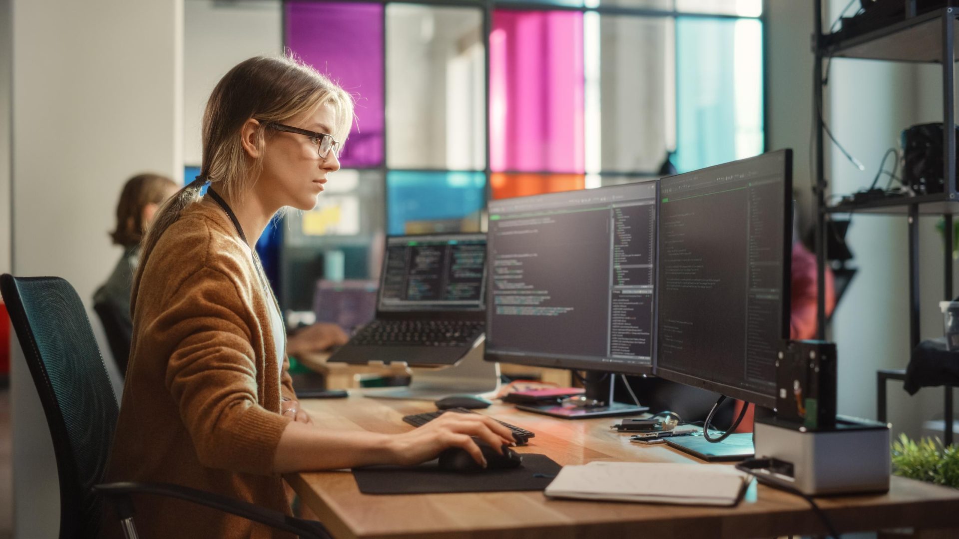 Woman working on computer